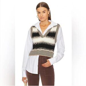 Veronica Beard Black Multi Spear Mixed Media Vest Women's Medium $498 *Flaws